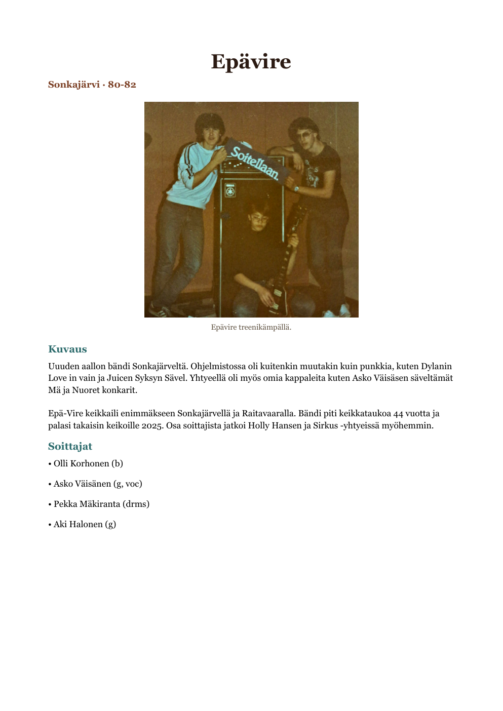 Esimerkki Bändit kirjamuodossa -PDF:n sivusta 6